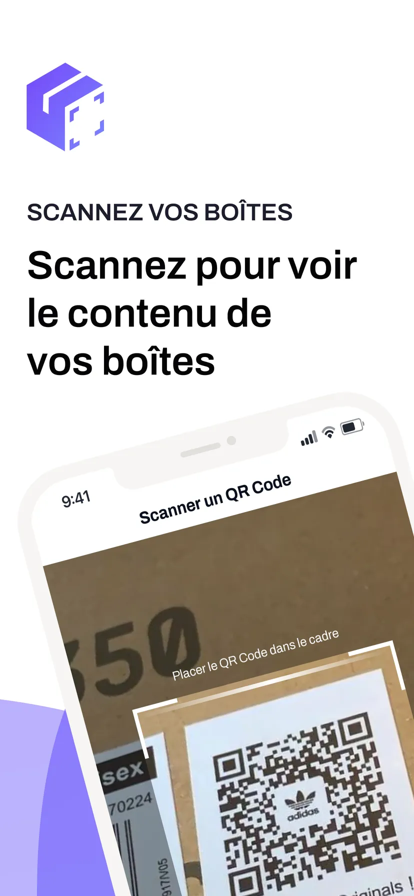 Scannez pour voir le contenu de vos boîtes — le scan du QR code collé sur un carton