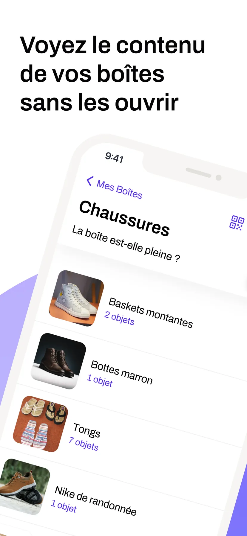 Voyez le contenu de vos boîtes sans les ouvrir — les objets rangés dans une boîte fermée